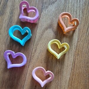 Heart-Shaped Hair Clips Set - Multicolor